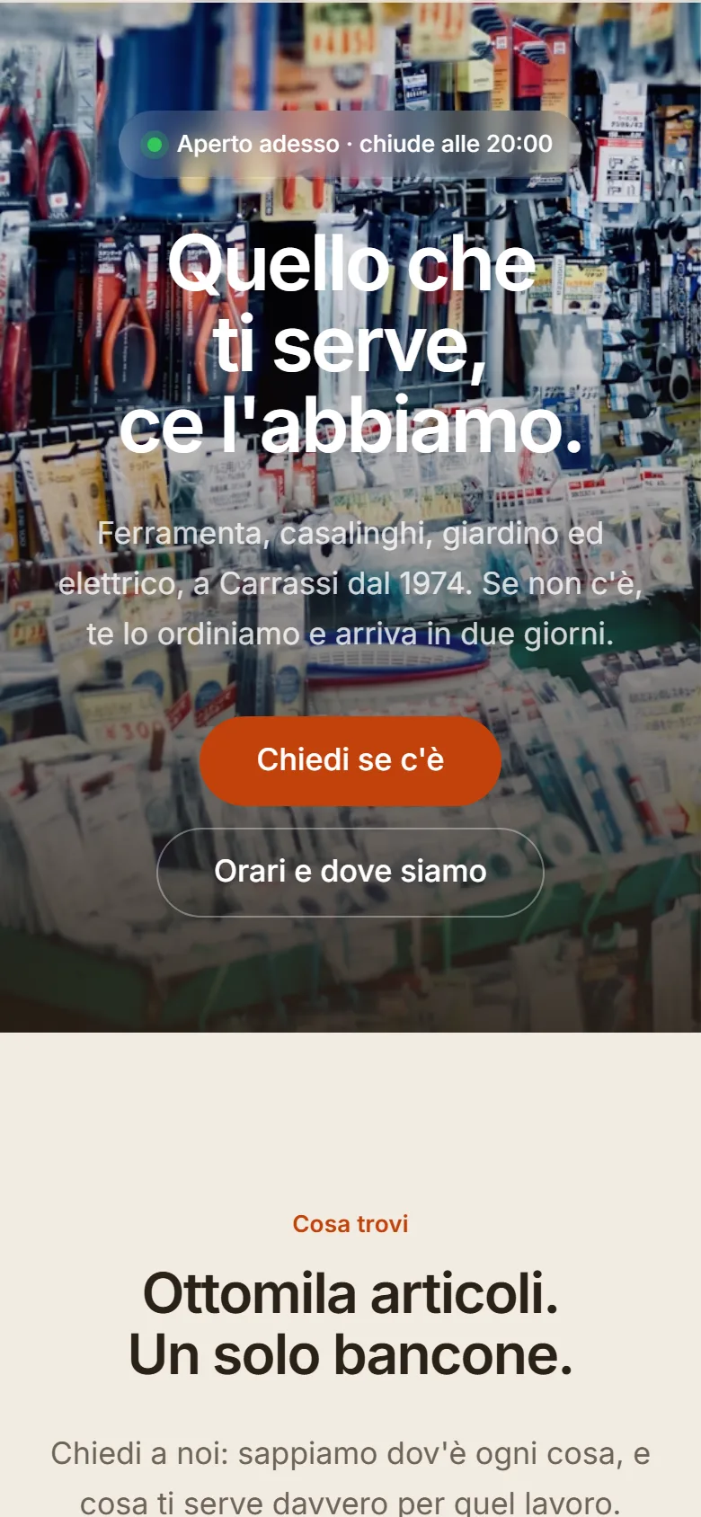 Anteprima del sito Casalinghi Marangi su telefono