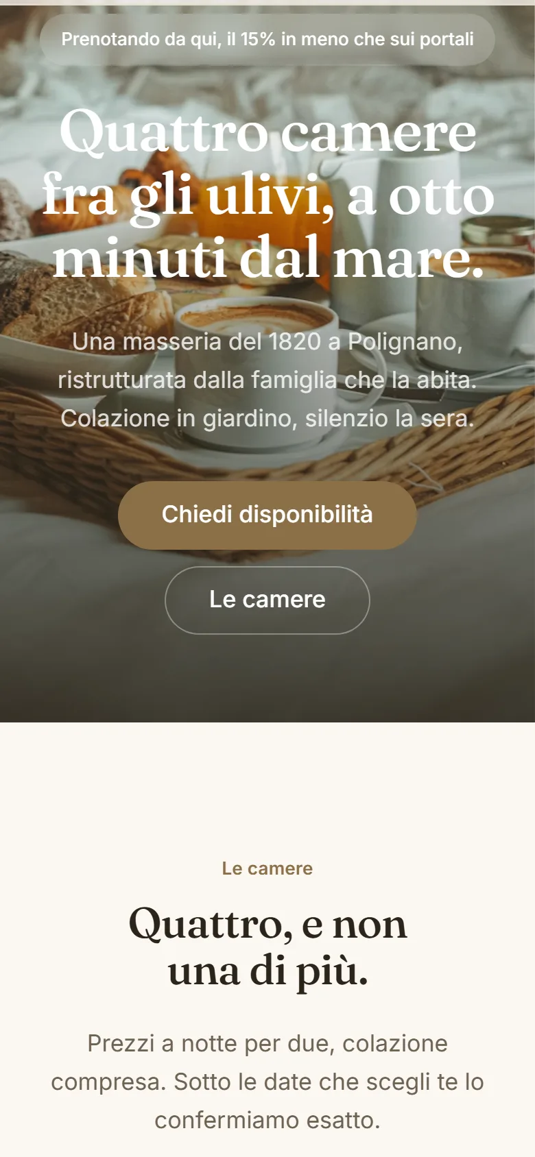Anteprima del sito Masseria Le Lame su telefono