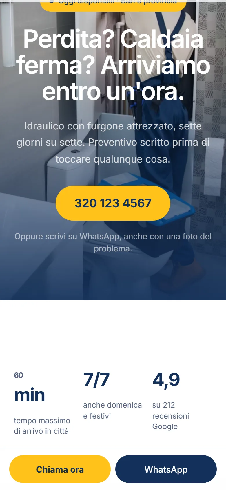 Anteprima del sito Semeraro Impianti su telefono